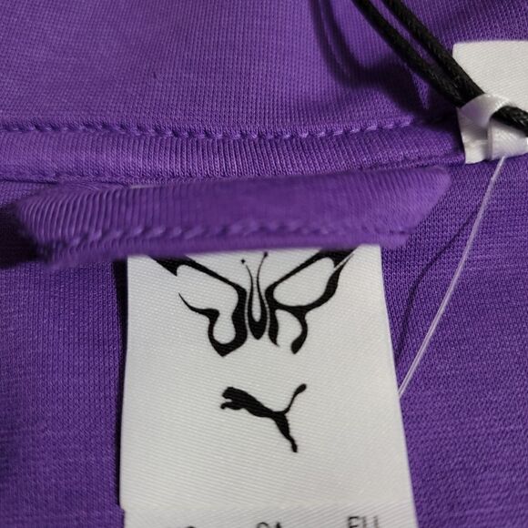 Puma X Dua Lipa T7 Cropped Jacket Purple Black Butterfly Logo XS Extra Small New - Picture 10 of 13